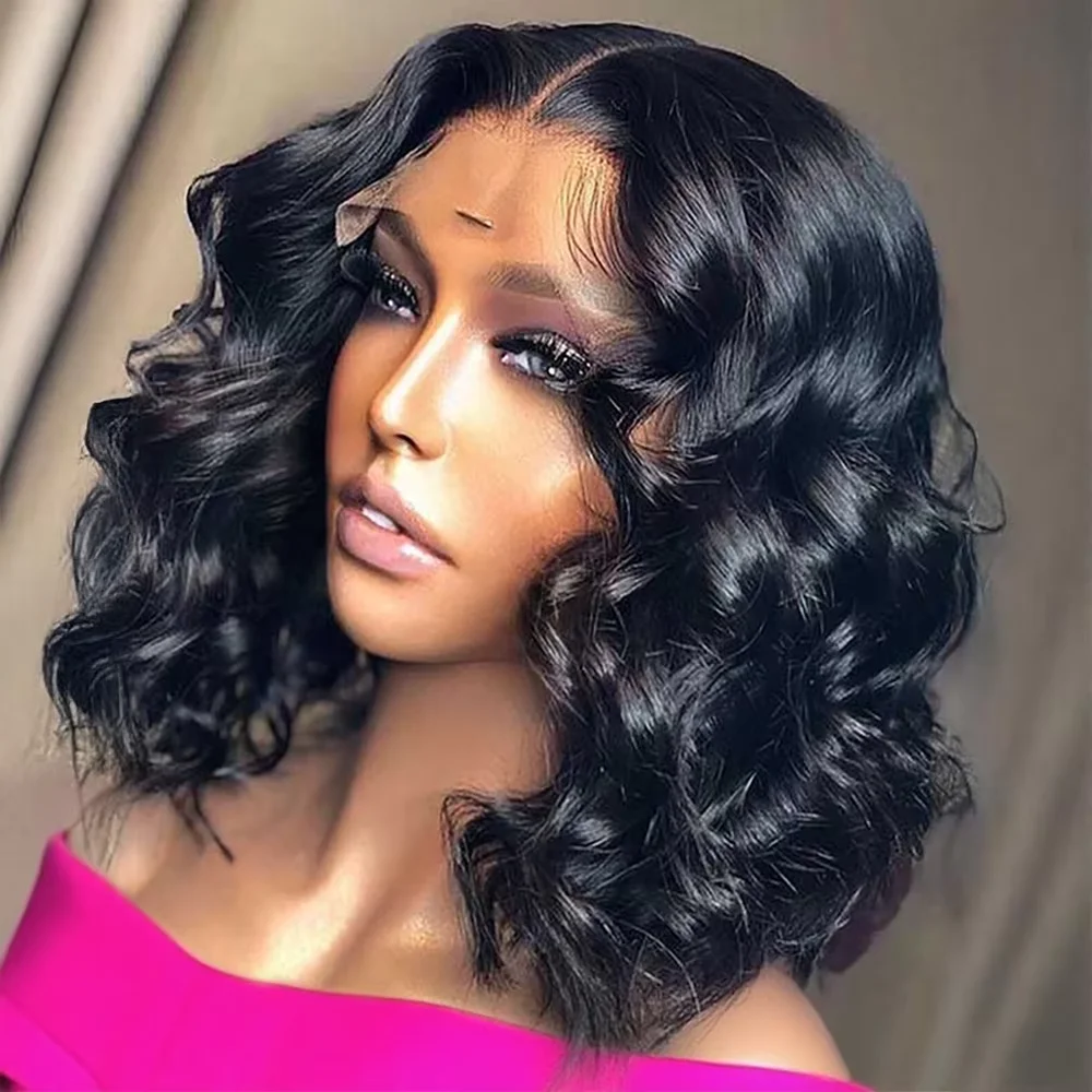 

250% Density Brazilian Loose Body Wave Short Bob 13x4 HD Lace Front Human Hair Wigs Pre Plucked Glueless Lace Frontal Wigs Women