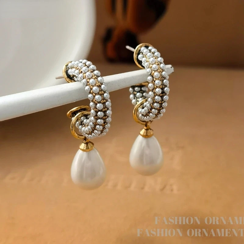 Modern Jewelry  Elegant Temperament Teardrop Simulated Pearl Earring For Women Fashion Accessories