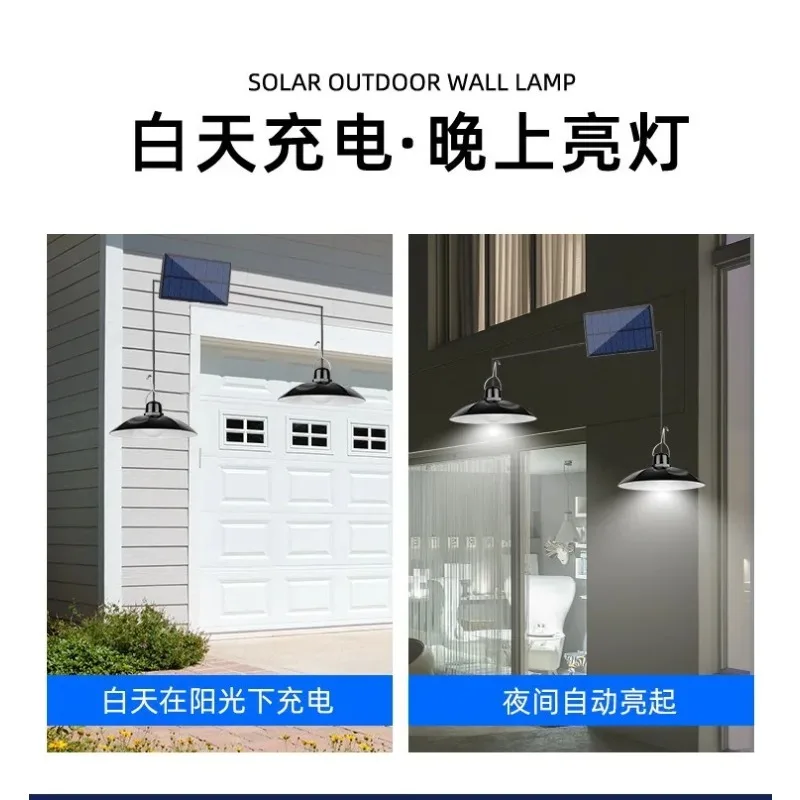 Single/Double Head Solar Pendant Light Led Solar Powered Lamp White Light with Remote Control Chandelier Camping Outdoor Garden