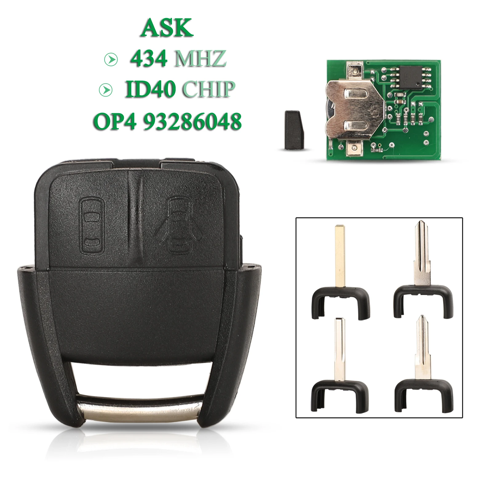 

jingyuqin 2 Buttons OP4 93286048 For Opel Astra 2002-2008 Smart Remote Car Key ASK 434MHz ID40 Chip Fob Replacement