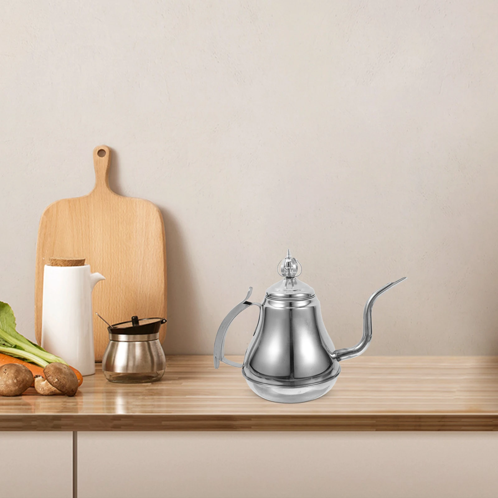 

Long Mouth Teapot Stovetop Stainless Steel Pitcher Gooseneck Kitchen Handle Practical Workmanship Heat Cold Resistance Home
