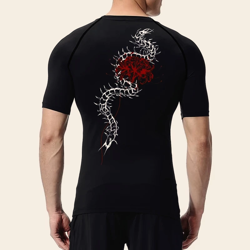 

Printed Men's Short Sleeve Compression Shirt Summer Sports Quick Drying T-Shirt Exercise Running T-Shirt Sports Top Moto Gp