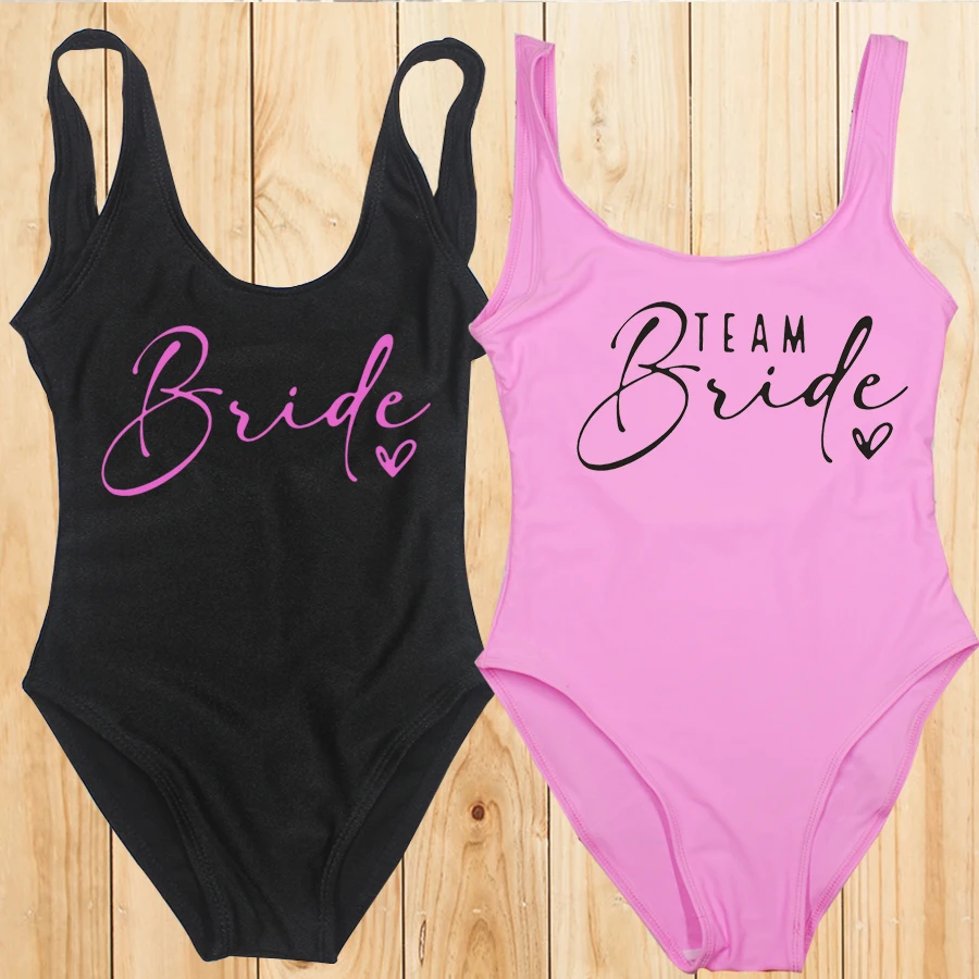 S-3XL Team Bride One-Piece Swimsuit Women Swimwear Bachelorette Party Sexy Summer Beachwear Bathing Suit maillot de bain femme