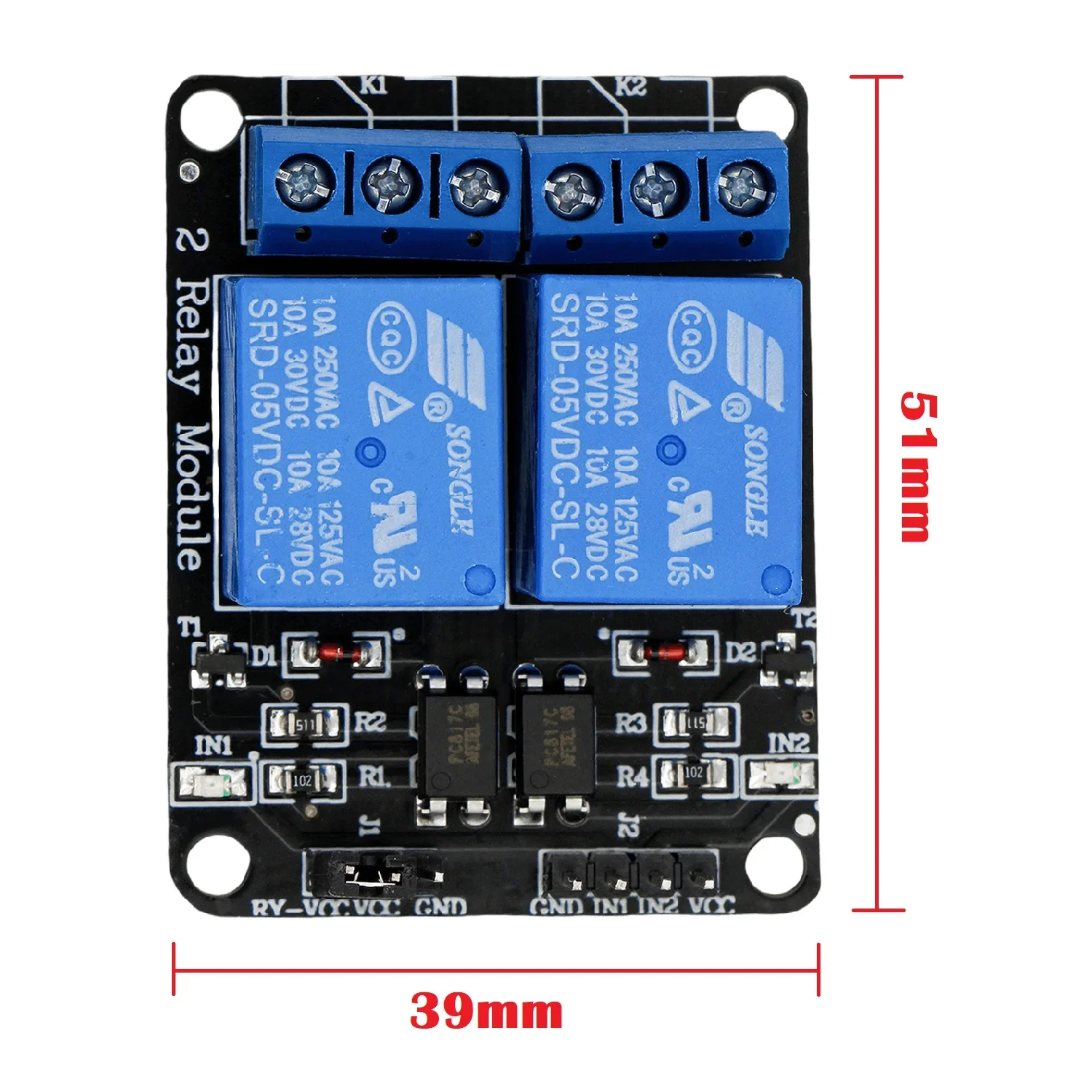 5V 12V Relay Module 2 Channel Low Level Trigger Board Shield with Optocoupler Relay Output for PIC AVR DSP ARM MCU Arduino