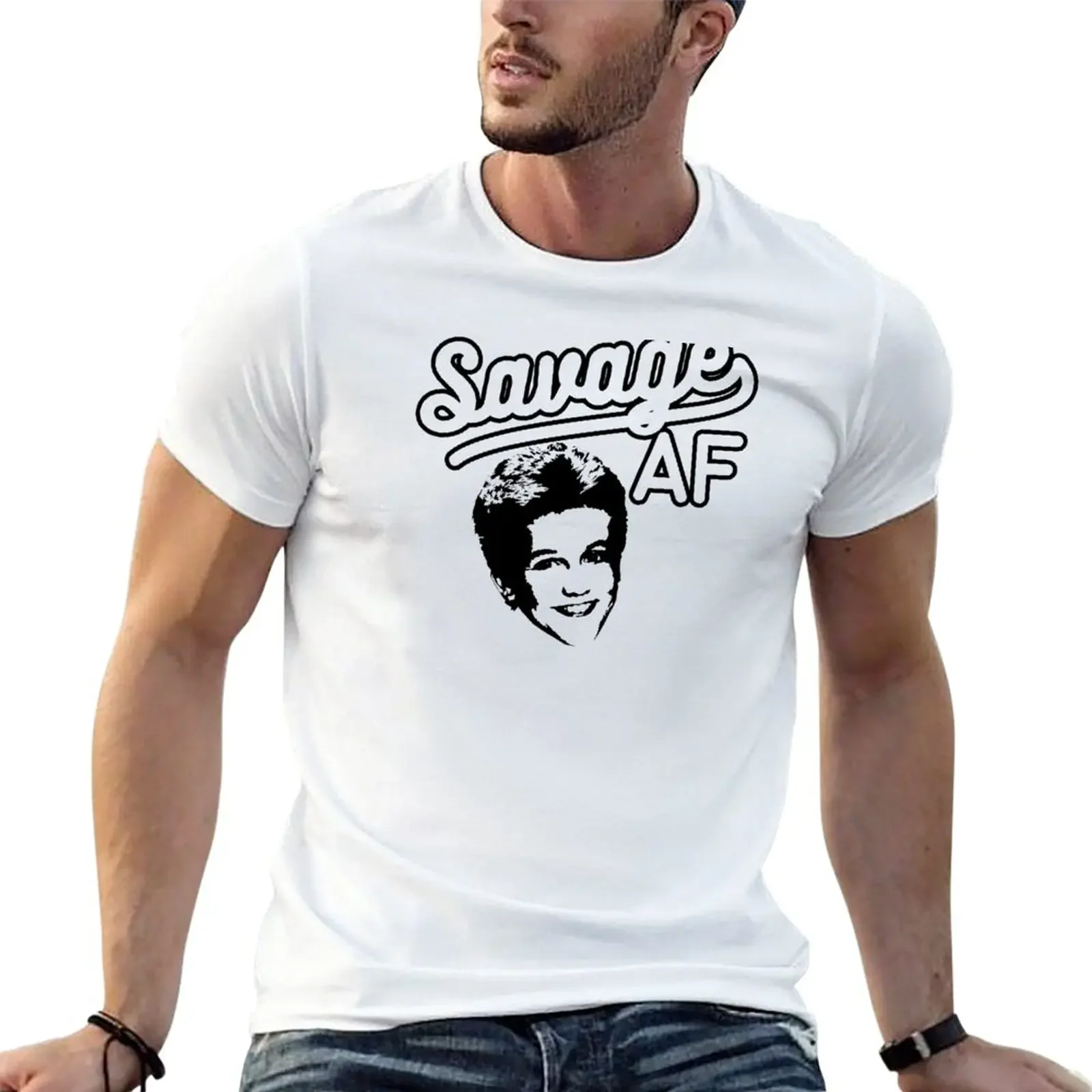 

Savage AF As Fred The Wonder Years 80s 90s Kevin Arnold Funny Gift T-Shirt cute tops oversized t shirts for men