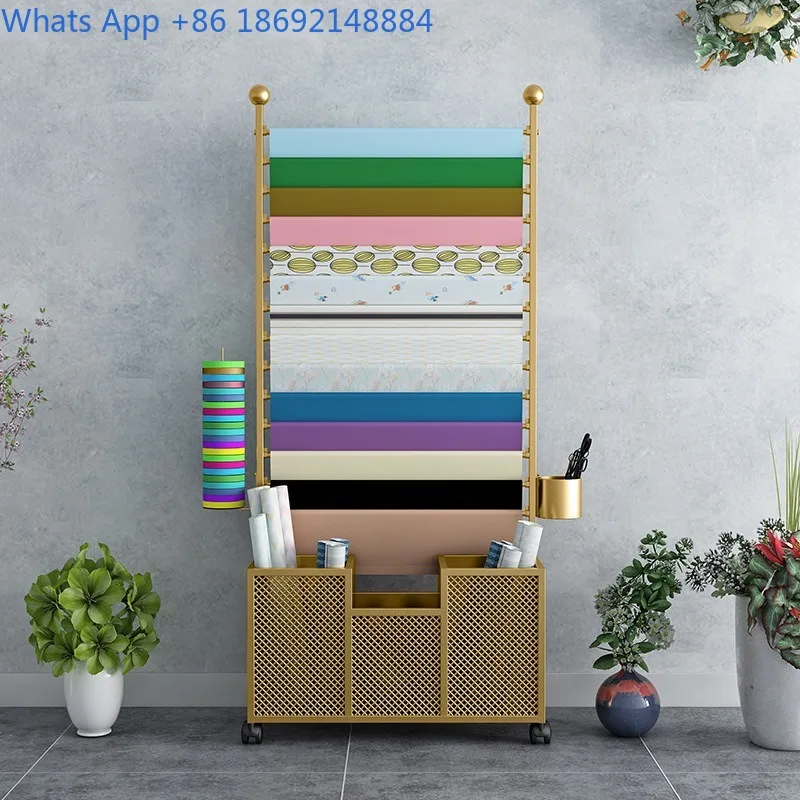 Iron Art Flower Wrapping Paper Flower Shop Display Rack Ribbon Satin  Storage Rack Scarf Car Film Wallpaper Rack