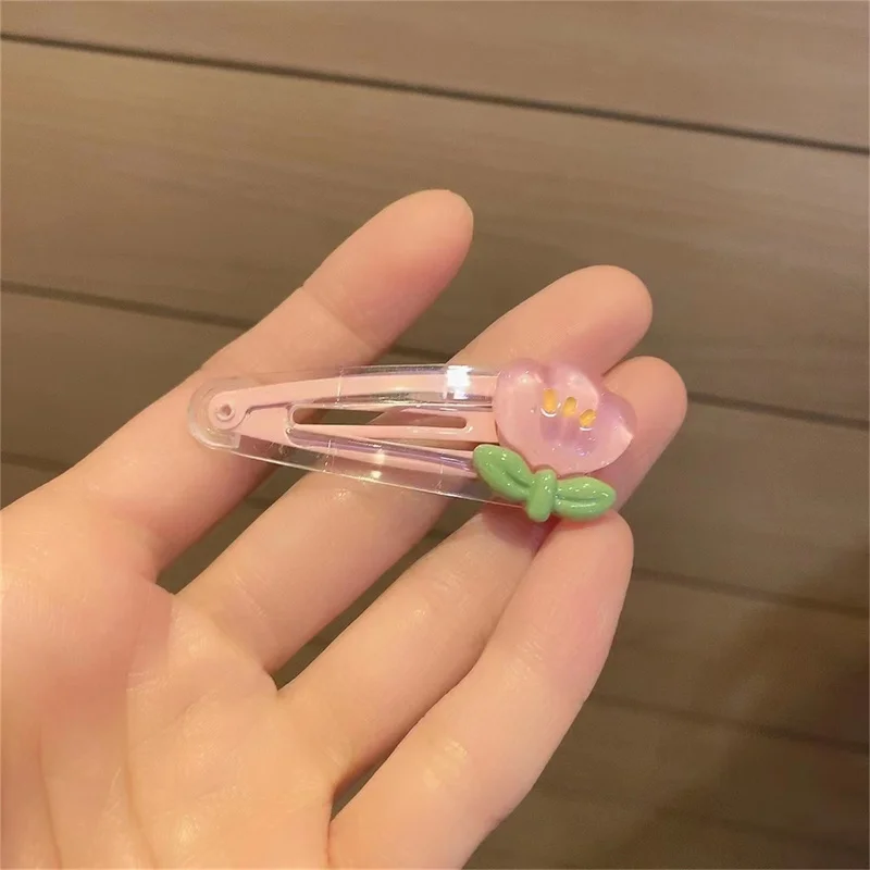 2Pcs Cute Cartoon Hair Clips Transparent Duck Flower BB Clips Bangs Clip Girls Hair Accessories Children Accessories