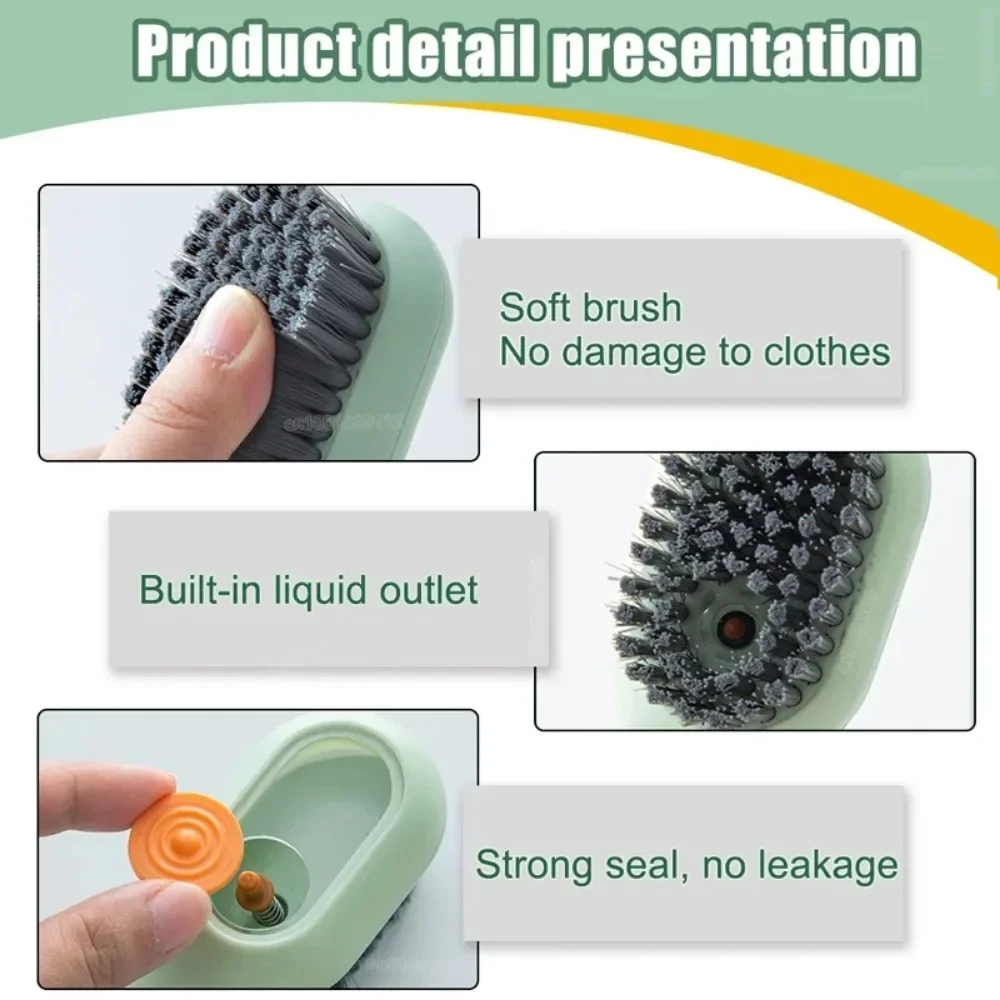 1/2Pcs Multifunction Cleaning Shoe Brush Soft Automatic Liquid Shoe Brush Long Handle Clothes Soap Brush with Hook Clean Tool