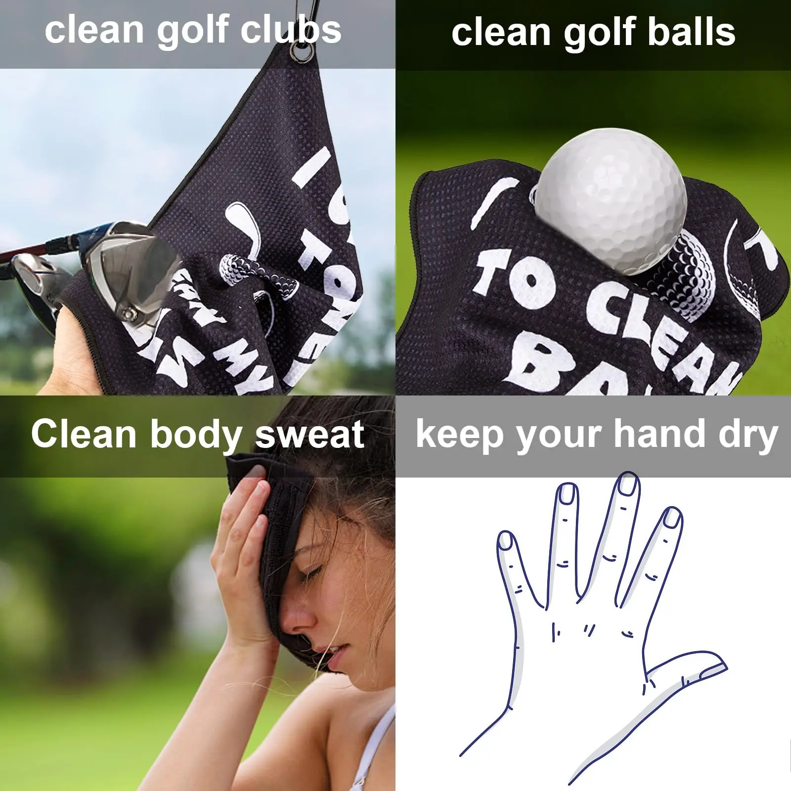 Custom Golf Towel Personalized Microfiber Waffle Fabric with Carabiner Clip Golf Sports Running Yoga for Golf Fan Men Dad Gifts