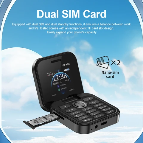 SERVO i17 Mini складной мобильный телефон с двумя SIM-картами, сетевым видеоплеером 2G, фонариком и FM-радио, Magic Voice, небольшой раскладной мобильный телефон топ 10 мобильный телефон - №7