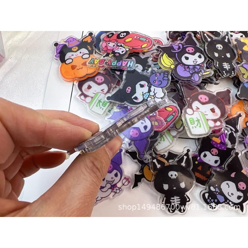 Kuromi 아크릴 타블렛 Diy 수제 재료 패치는 컬러 가장자리로 만들어질 수 있습니다. 키 체인 펜던트 머리핀 헤어 액세서리