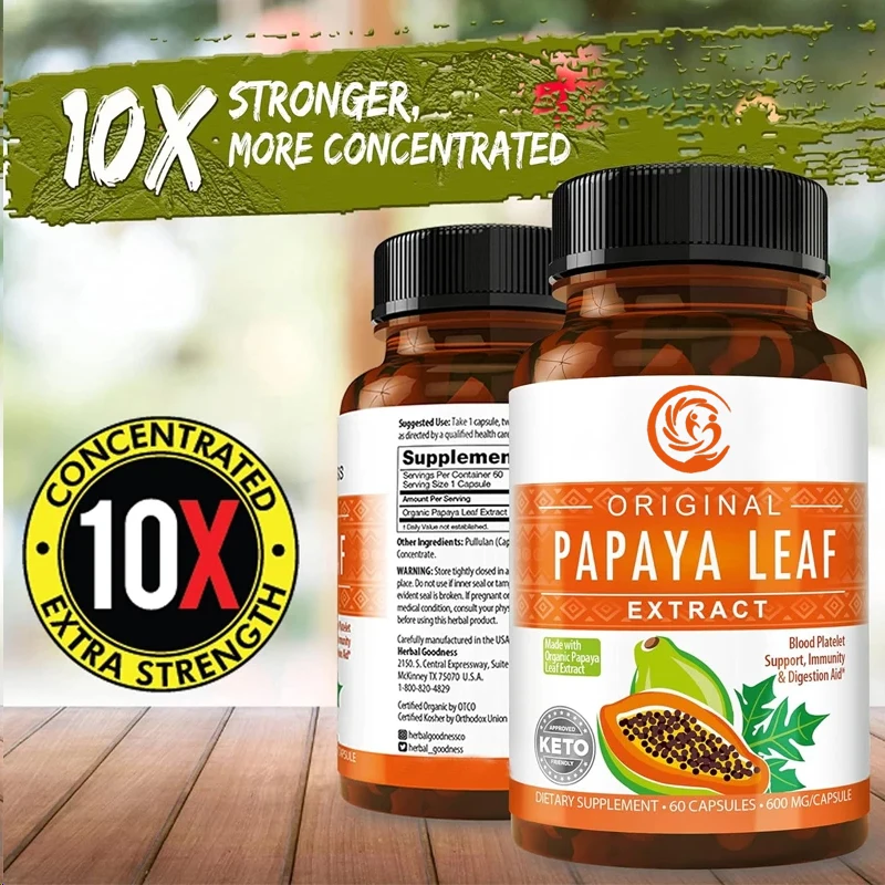 Papaya leaf extract digestive enzymes - blood plate, bone marrow and robust support, immune gut and super digestive health