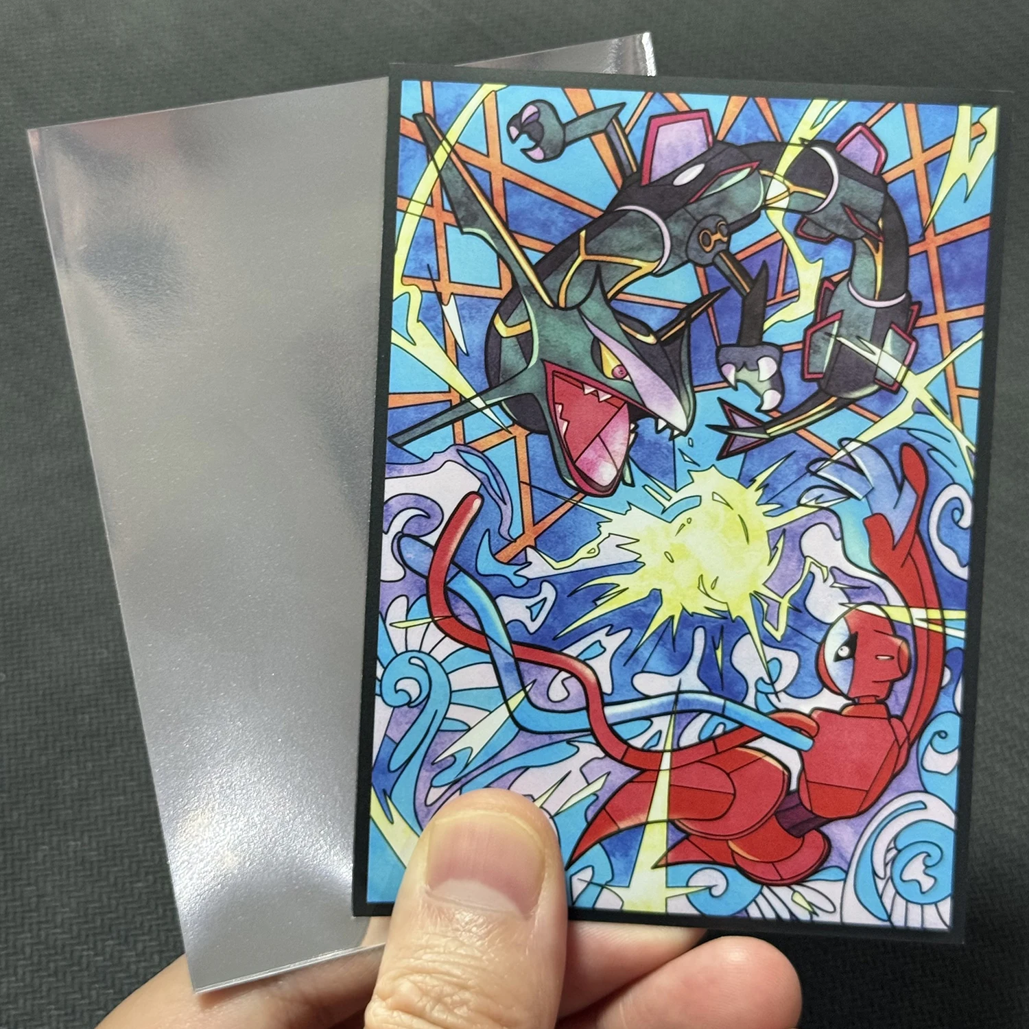 60PCS PTCG Card Sleeves Charizard Rayquaza Dragapult Eevee Sleeves Card Protector Shinny Cover for Standard Size 66x91mm view 6
