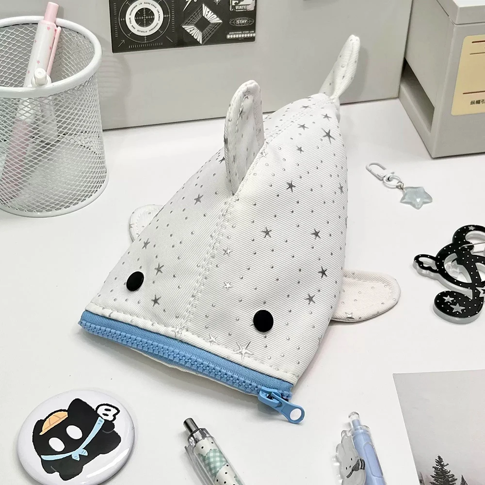 Cute Shark Star Pencil Case, Creative High Beauty Thickened Storage Bag, Funny and Unique Student Pencil Box