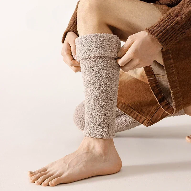 

Autumn Winter Thick over Knee Coral fleece Warm Neutral Long Tube Socks Womens Leg Pads Knee Pads Plush Comfortable Casual Socks