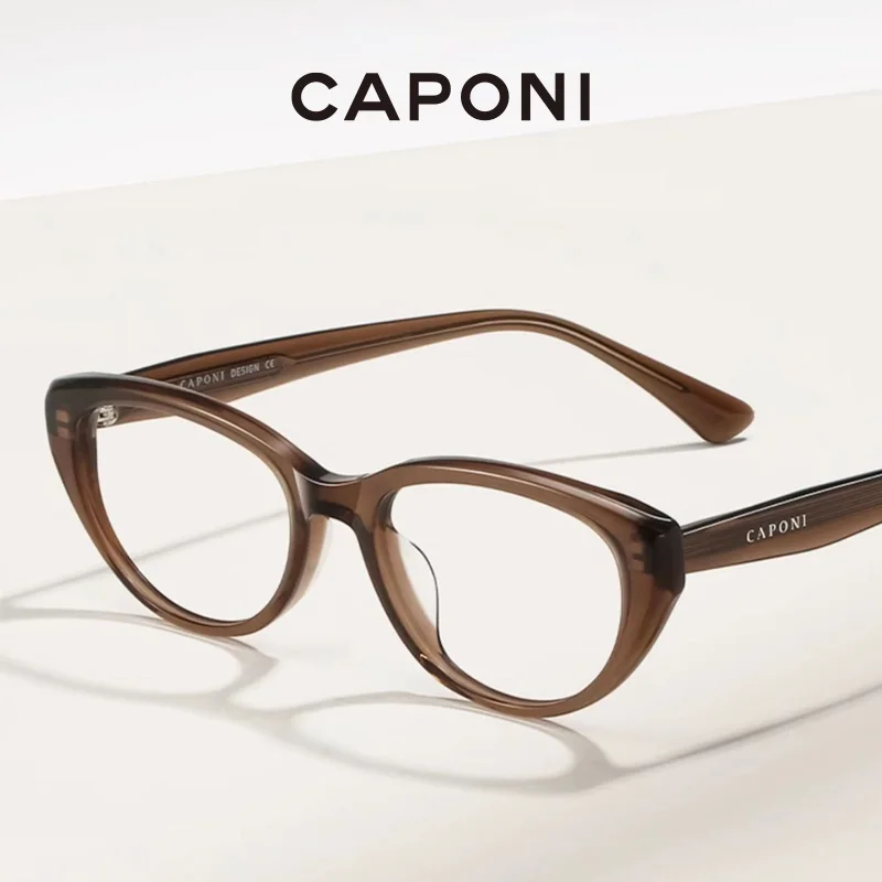 CAPONI Acetate Frame Glasses For Women Trendy Cat Eye Style Anti Blue Light Computer Glasses UV400 Fashion Eyeglasses JF23170