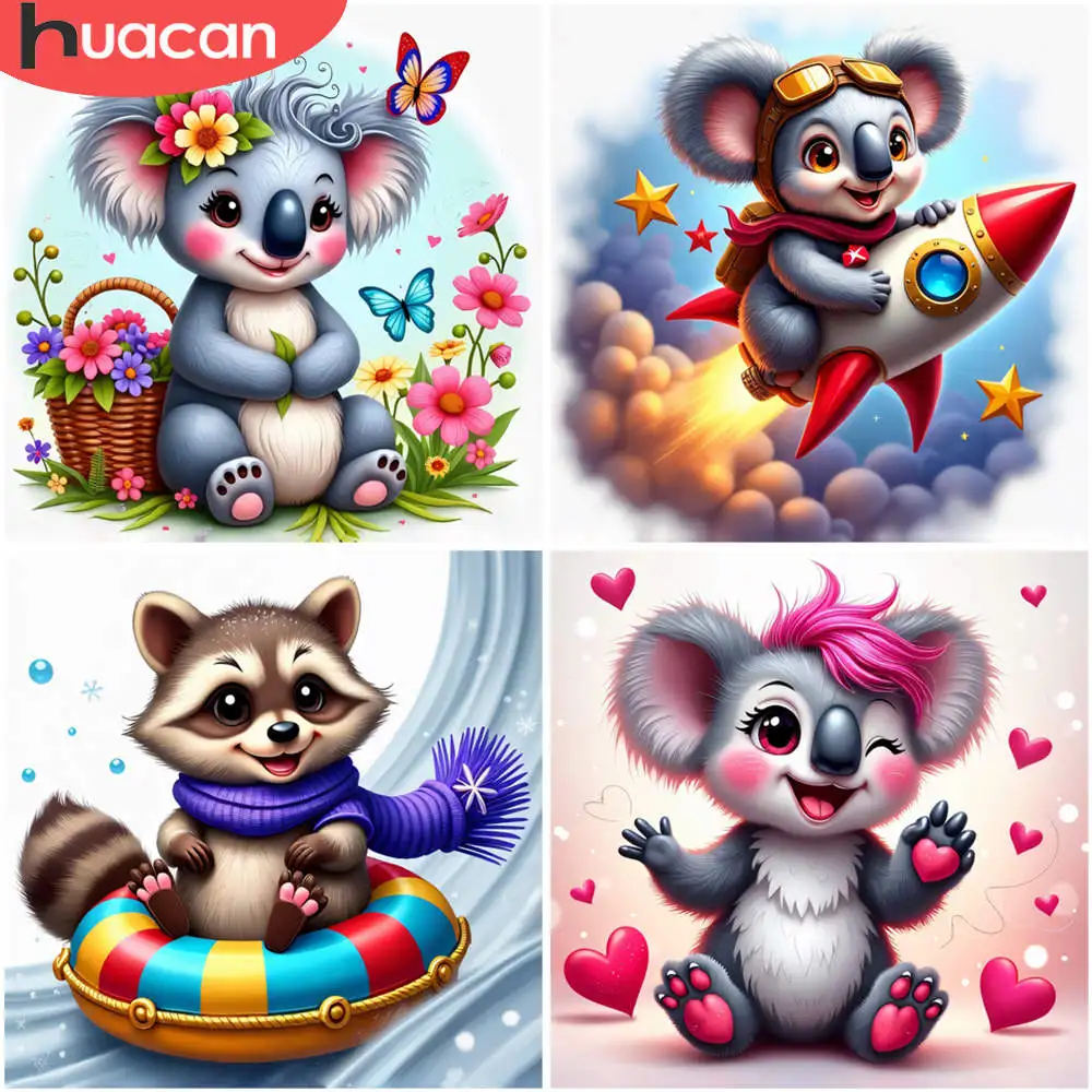 DIY Full 11CT Embroidery Cross Stitch Kits Koala Flowers Butterflies Pre Printed Aida Cloth Needles Threads Animals Decor Gift