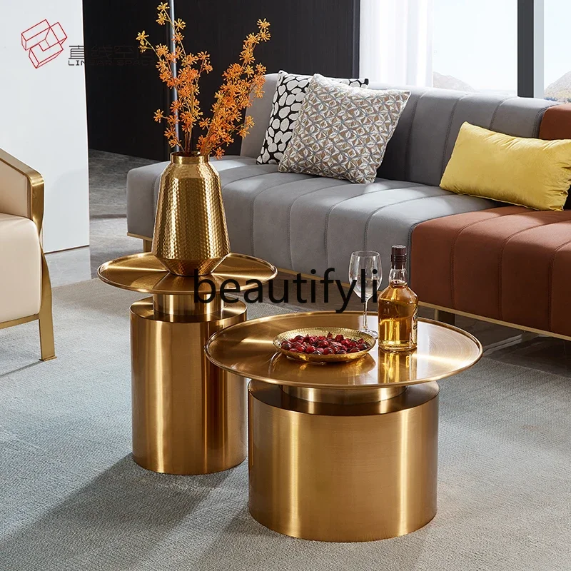 

qqzNordic Coffee Table Creative Sofa Set Living Room Modern Stainless Steel Corner Table
