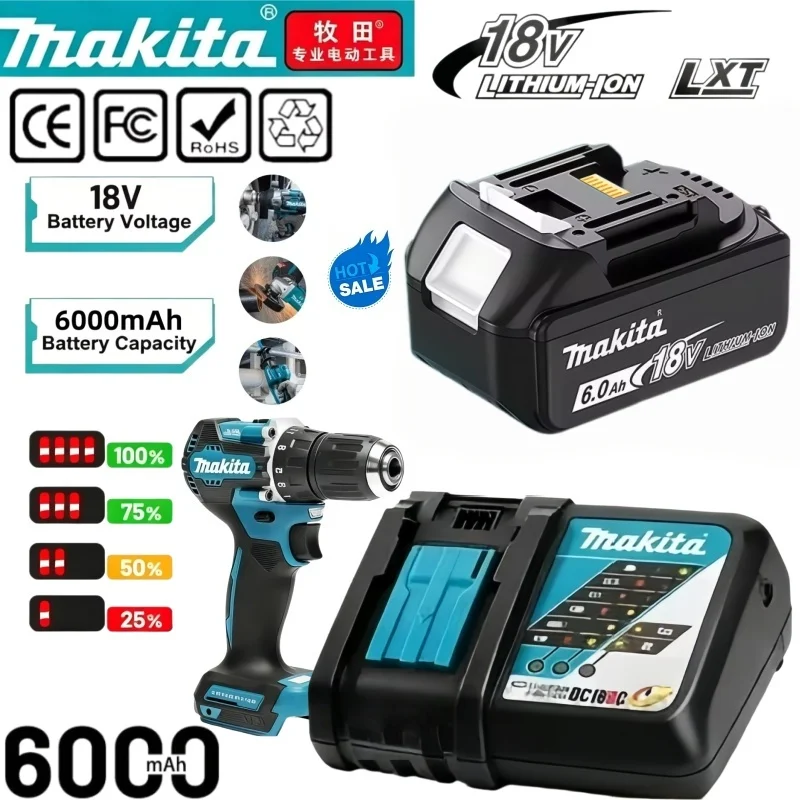 18V 6.0Ah LXT Power Tool Battery Replacement Compatible with Makita BL1830 BL1840 BL1850 BL1860B Rechargeable Battery