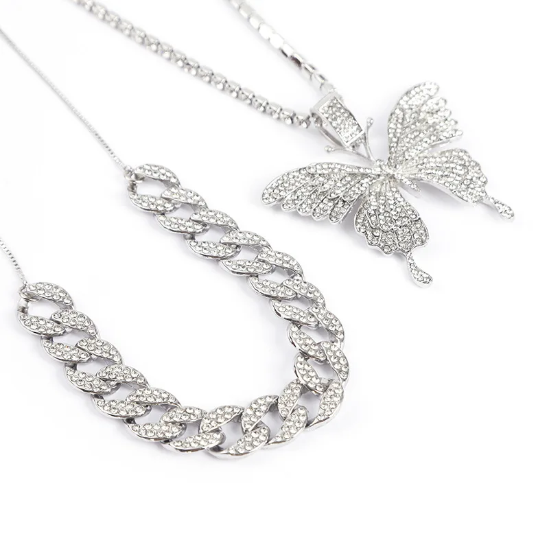 DIY accessories European and American cross-border jewelry, elegant temperament full of rhinestones, Cuban buckle necklace jewel