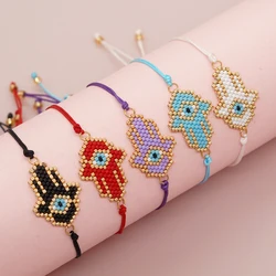 Go2boho Evil Eye Bracelets Handmade Miyuki Tiny Seed Beads Braided Hamsa Hand Chain Party Gifts Bohemian Jewelry For Women Men