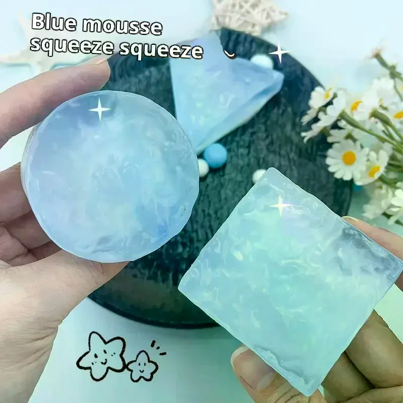 1 pçs brinquedo sensorial criativo super macio alívio do estresse cubo transparente oceano pegajoso adereços oceano cubo espremer brinquedos