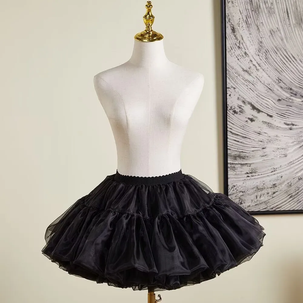 35CM Super Fluffy Boneless Tulle Petticoat Women Lolita Cosplay Elastic Underskirt Soft Yarn Tutu Puffy Skirt Support