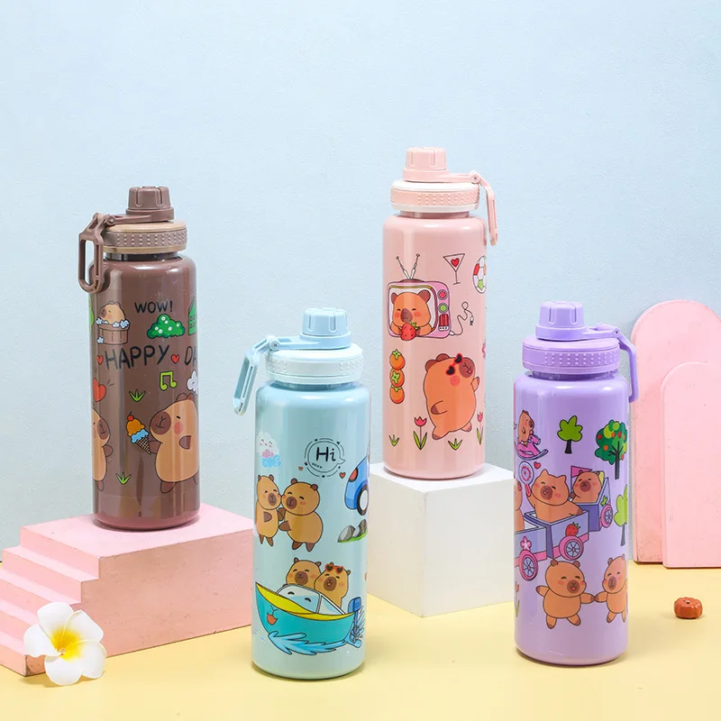 

Kabi Bala cartoon plastic cup, high appearance level, large capacity, transparent solid color children's water cup, portable ha