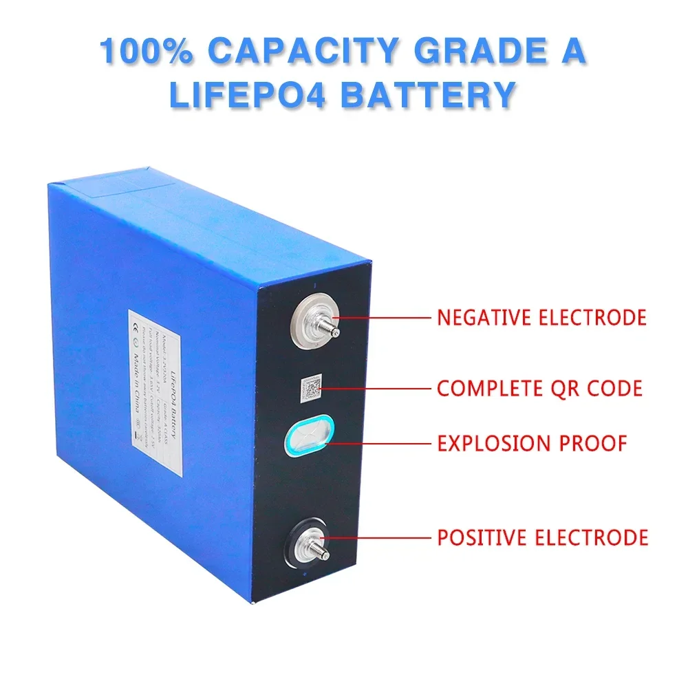 Imagem -03 - Bateria de Fosfato de Ferro de Lítio Lifepo4 Solar Recarregável Células Pack Pode Ser Combinado em 12v 24v 36v 48v 3.2v 320ah