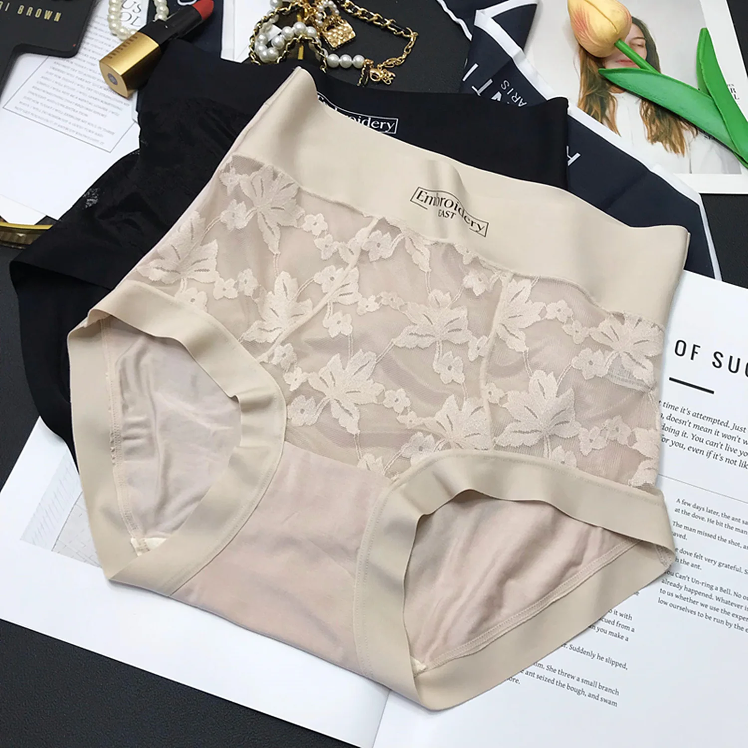 3PCS Women Lace Panties High Waist Lingerie Brief Plus Size L-2XL Sexy Women\'s Underwear Cheeky Sexy Woman Lingeries Intimates