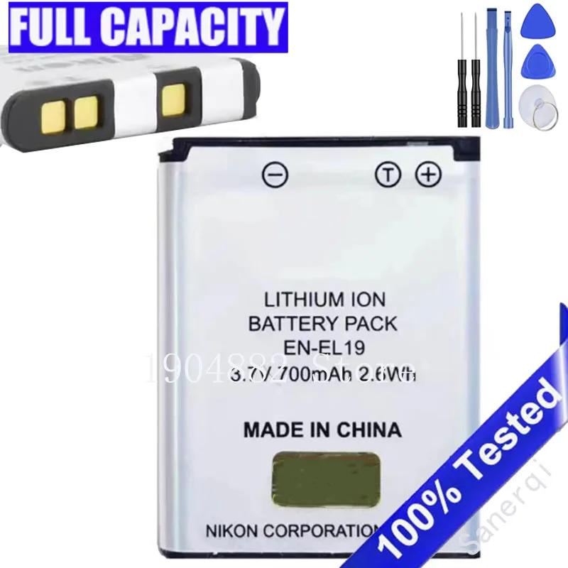 New EN-EL19 ENEL19 Camera Battery 700mah for Nikon Coolpix W100 W150 S100 S2500 S2600 S3100 S6400 S4100 S4150 S3300 S4300