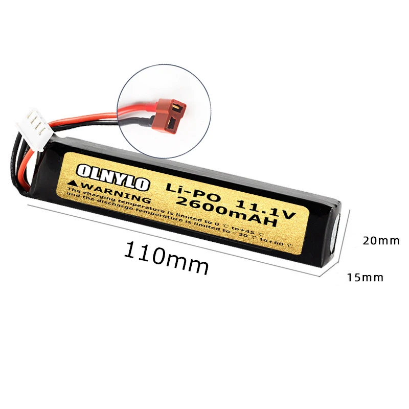 40C 11.1V 2600mAh Lipo Battery for Water Gun 3S battery for Mini Airsoft BB Air Pistol Electric Toys Guns Spare Parts (T Plug)