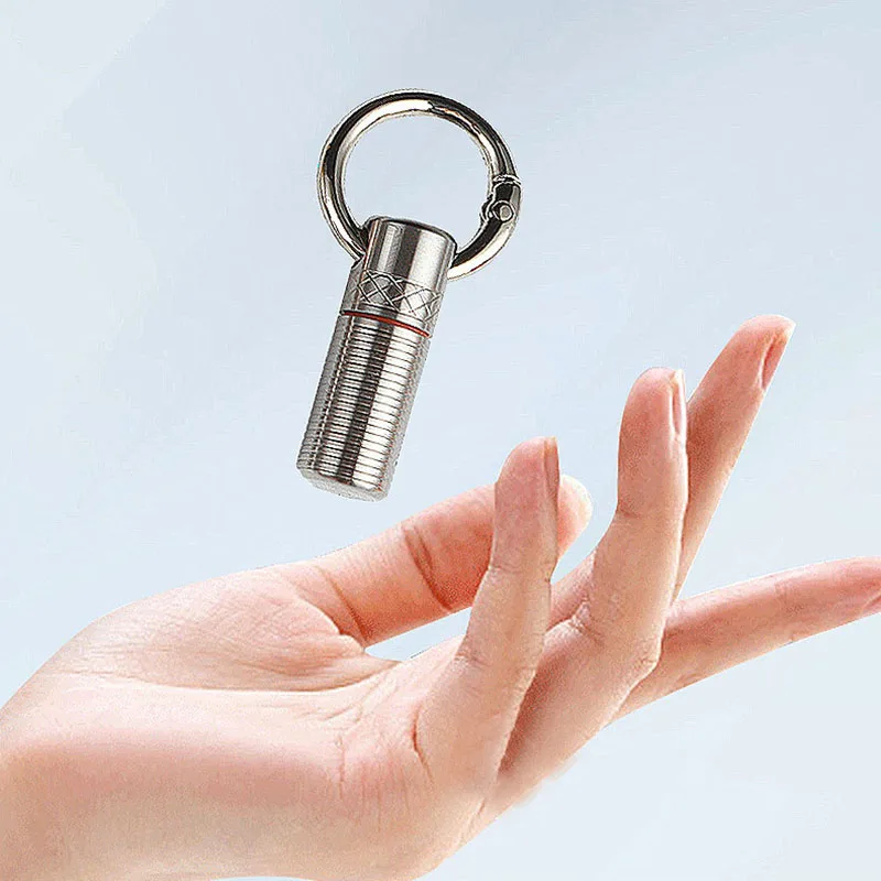 Portable Titanium Alloy Mini Seal Bottle Outdoor Camping Survival Pocket Pill Box Waterproof Capsule Travel EDC with Necklace