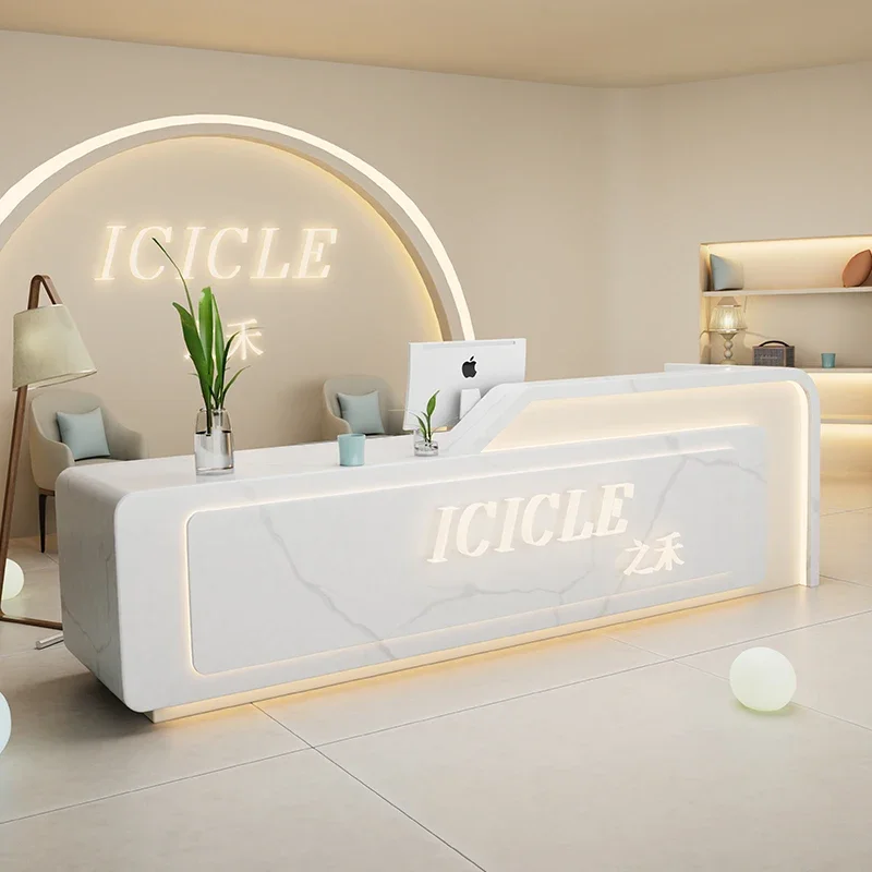 Escritorio de recepción para restaurante, accesorios para gabinete, atril, Escritorio de recepción de pie, Banco moderno y sencillo, muebles de oficina