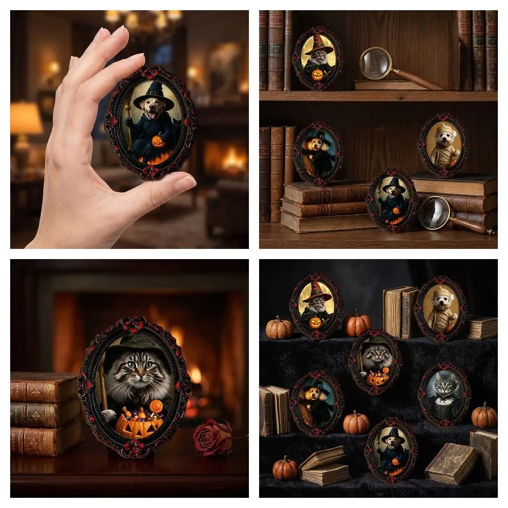 Oil Painting Style Fridge Magnets Retro Carved Frame Wear-Resistant Material Refrigerator Magnets Smooth Surface