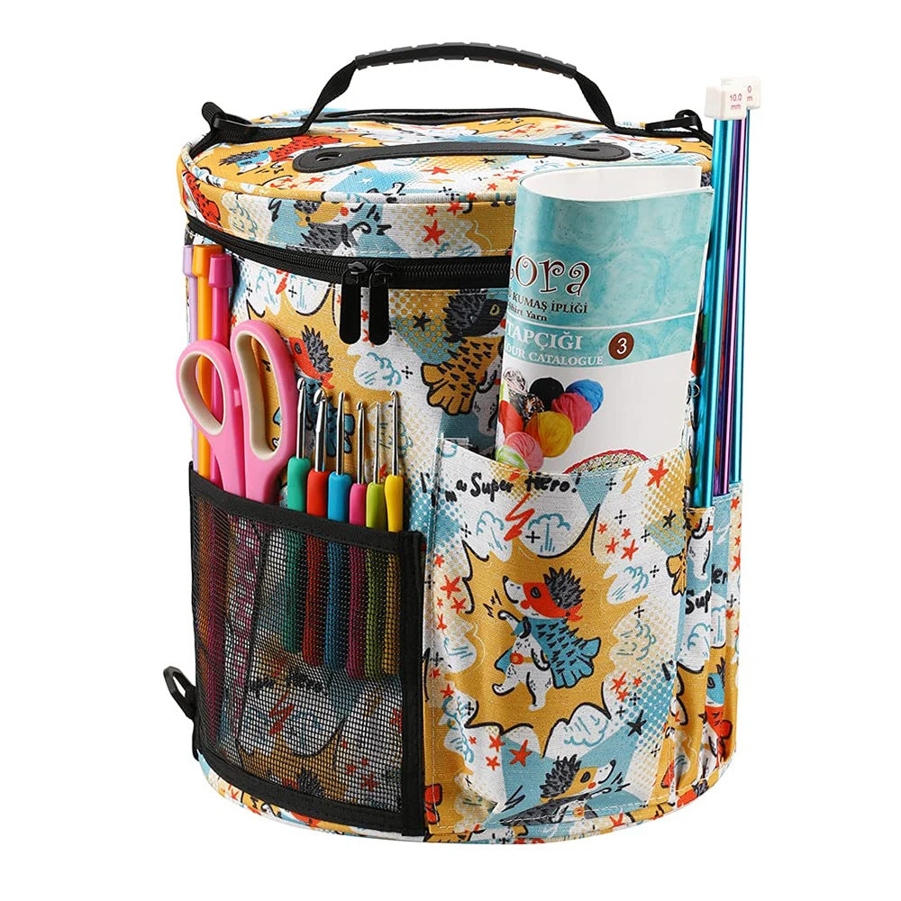 

Multiple Pockets Yarn Storage Large Craft Organizer Tote Bag with Shoulder Strap for Sewing Accessories Art Organize Craft