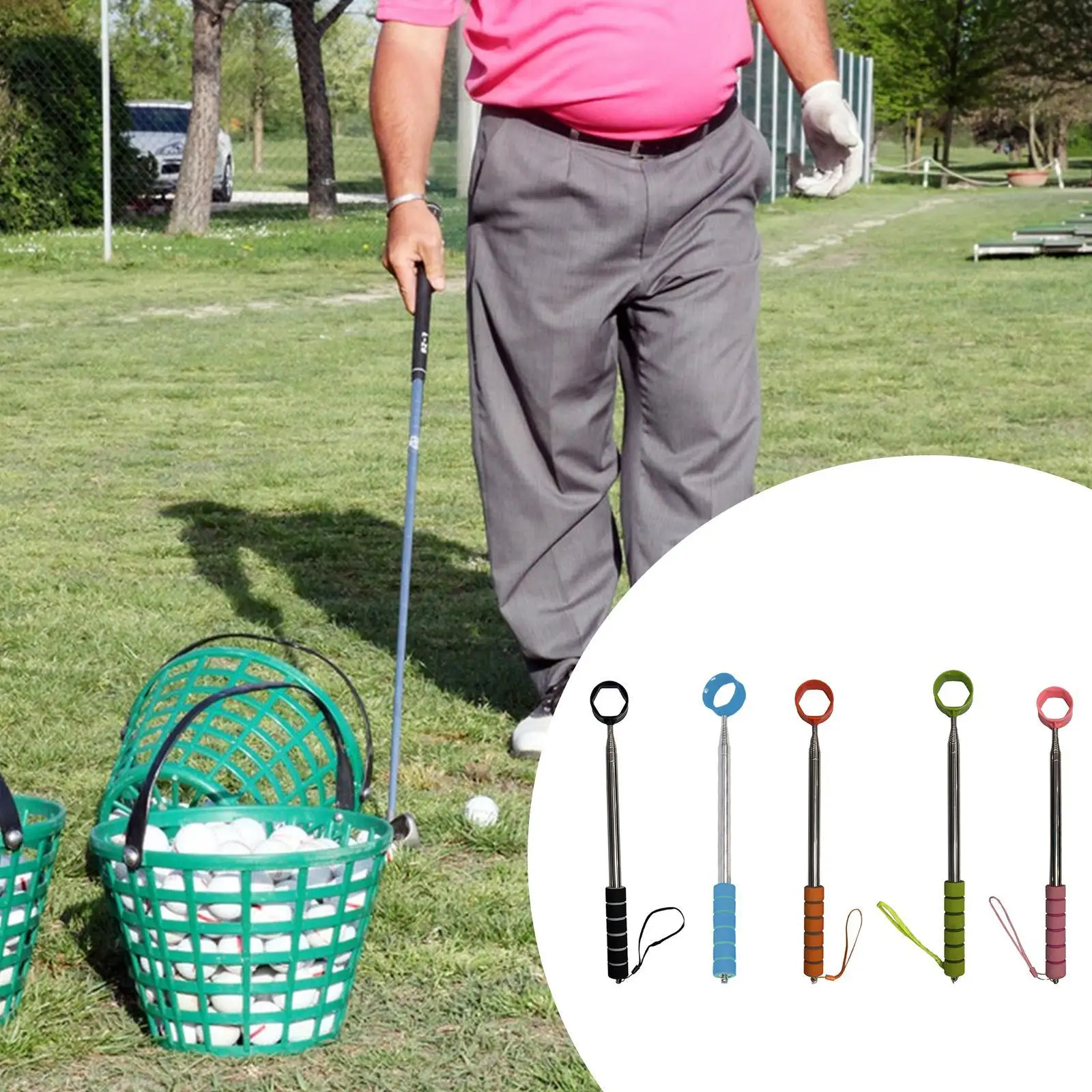 Golf Ball Retriever Telescopic Golf Training Portable Stainless Steel Picker Grabber Tool Golf Ball Pick up for Outdoor Water