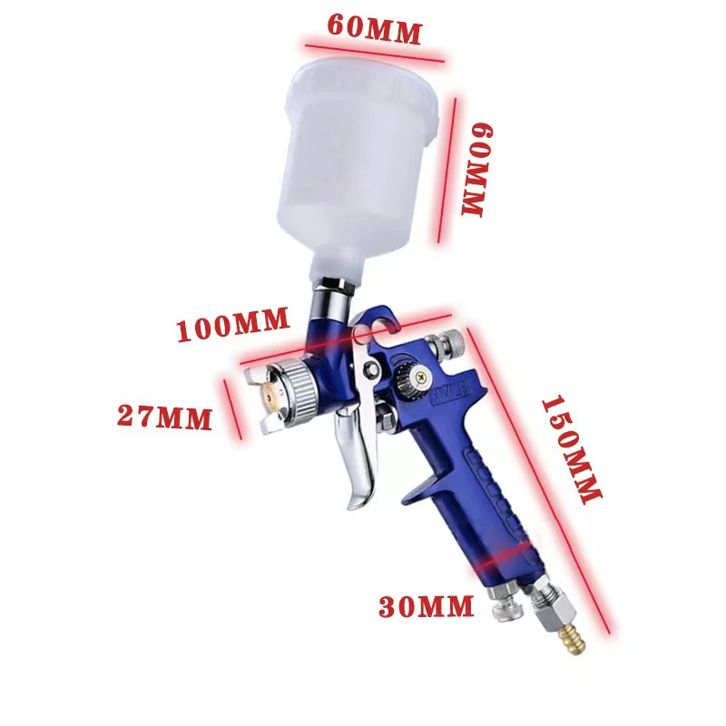 Imagem -02 - Mini Hvlp Spary Gun Pintura Aerógrafo Gravidade Alimentação Escova de ar para a Parede Pintura do Carro Bolo do Prego Decorar Pintura Pulverização 0.8 mm 1.0 mm