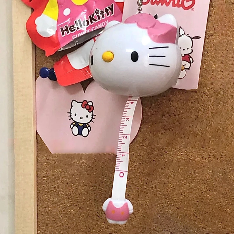 Kawaii Hello Kitty Sanrio Tape Measure Mini Pendant Cartoon Self-Telescoping Clothing Ruler Instruments Accessory Girls Gifts