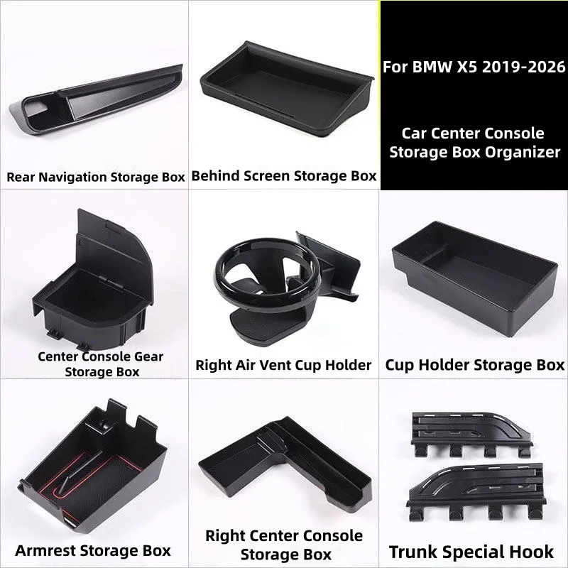 

Car Armrest Box Storage Box Tray for BMW X5 G05 X6 G06 X7 G07 2019 2020 2021-2026 Console Tray Container Organizer Accessories