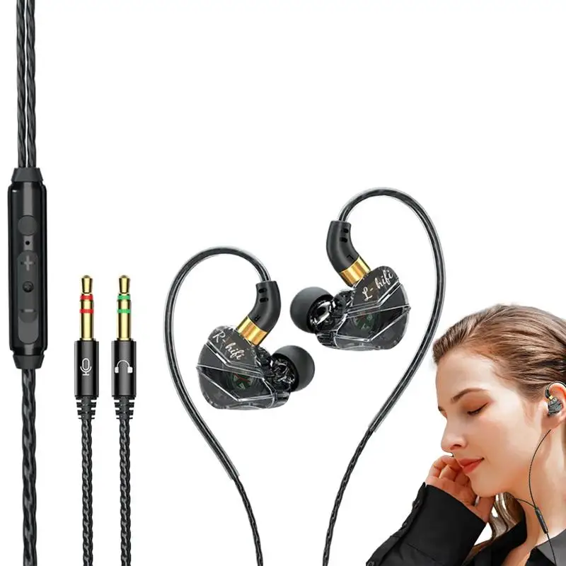 In-Ear Headphones With Microphone 2In-1 Wired Ear Phones With Microphone Ear Buds Clear Sound Ergonomic Noise Isolating Game