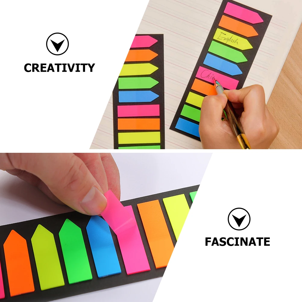 8 set 8 Sets Sticky Tabs Page Markers Premium PET Smooth Writing Colorful Bookmarks Self Adhesive Repositioning Reading Notes