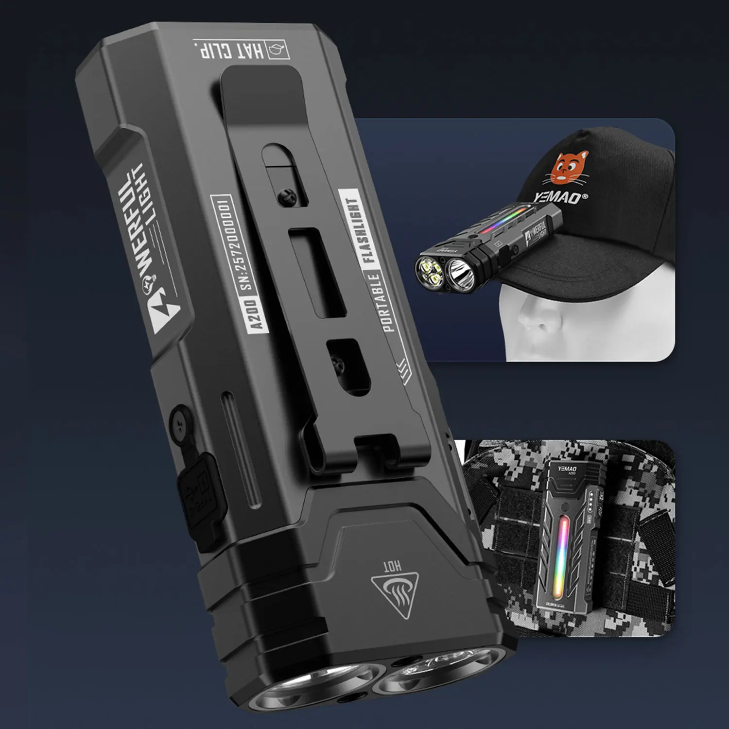 مصباح يدوي LED محمول خارجي 5200 لومن RGB LED للتخييم مع شعلة مغناطيسية، مثالي للمشي لمسافات طويلة ومغامرات التخييم #4