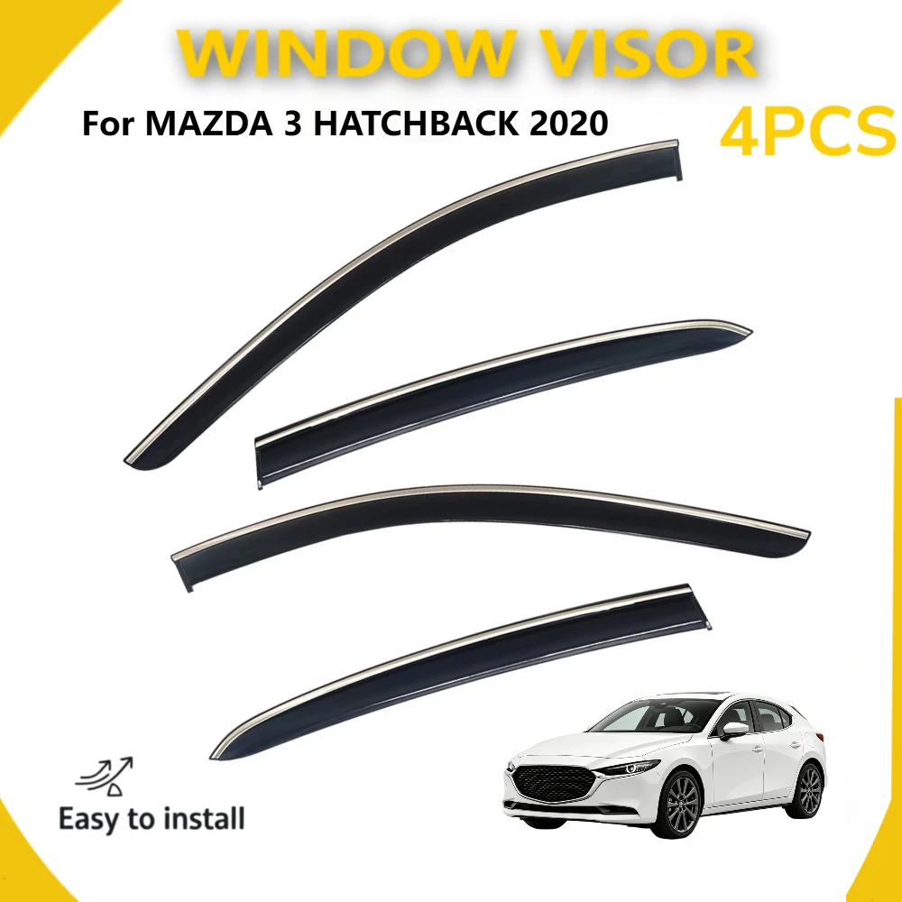 Durable Injection Weather Shield for MAZDA 3 HATCHBACK 2020, Wind Deflector & Car Rain Visor, UV Protection Sun Shade