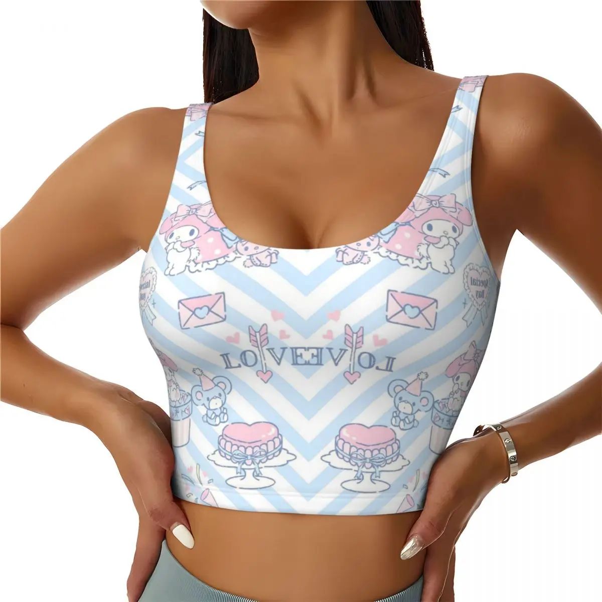 

Custom Melody New Anime Kawaii High Impact Sports Bras Women's Seamless Workout Yoga Crop Tank Tops