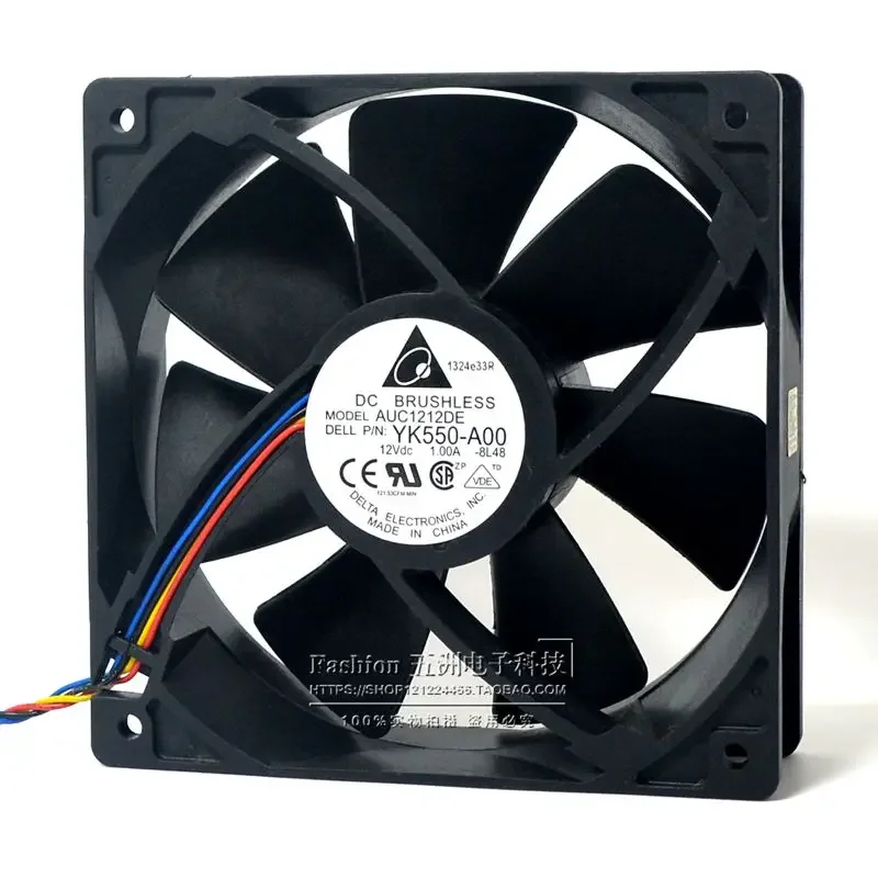 Delta Electronics AUC1212DE YK550-A00 DC 12V 1.00A 120x120x38mm 4-Wire Server Cooling Fan