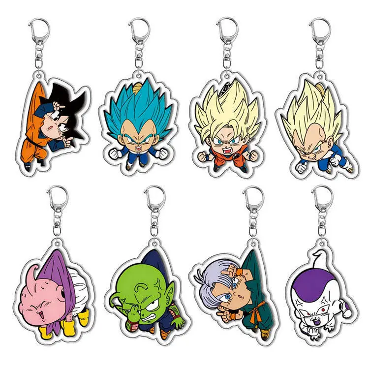 Llaveros de acrílico de Dragon Ball con figuras de Goku, Gohan, Super Saiyan, Piccolo, Vegeta, Androide 18, Beerus y amigos, regalo lindo para chicas