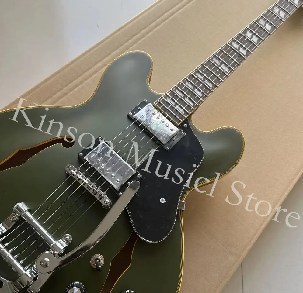 Dark Green Jazz Electric Guitar,Tremolos System Bridge,in stock