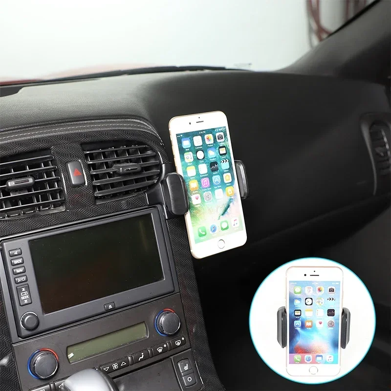 ABS Black For Chevrolet Corvette C6 2005-2013 Car central control mobile phone stand car interior modification accessories 6