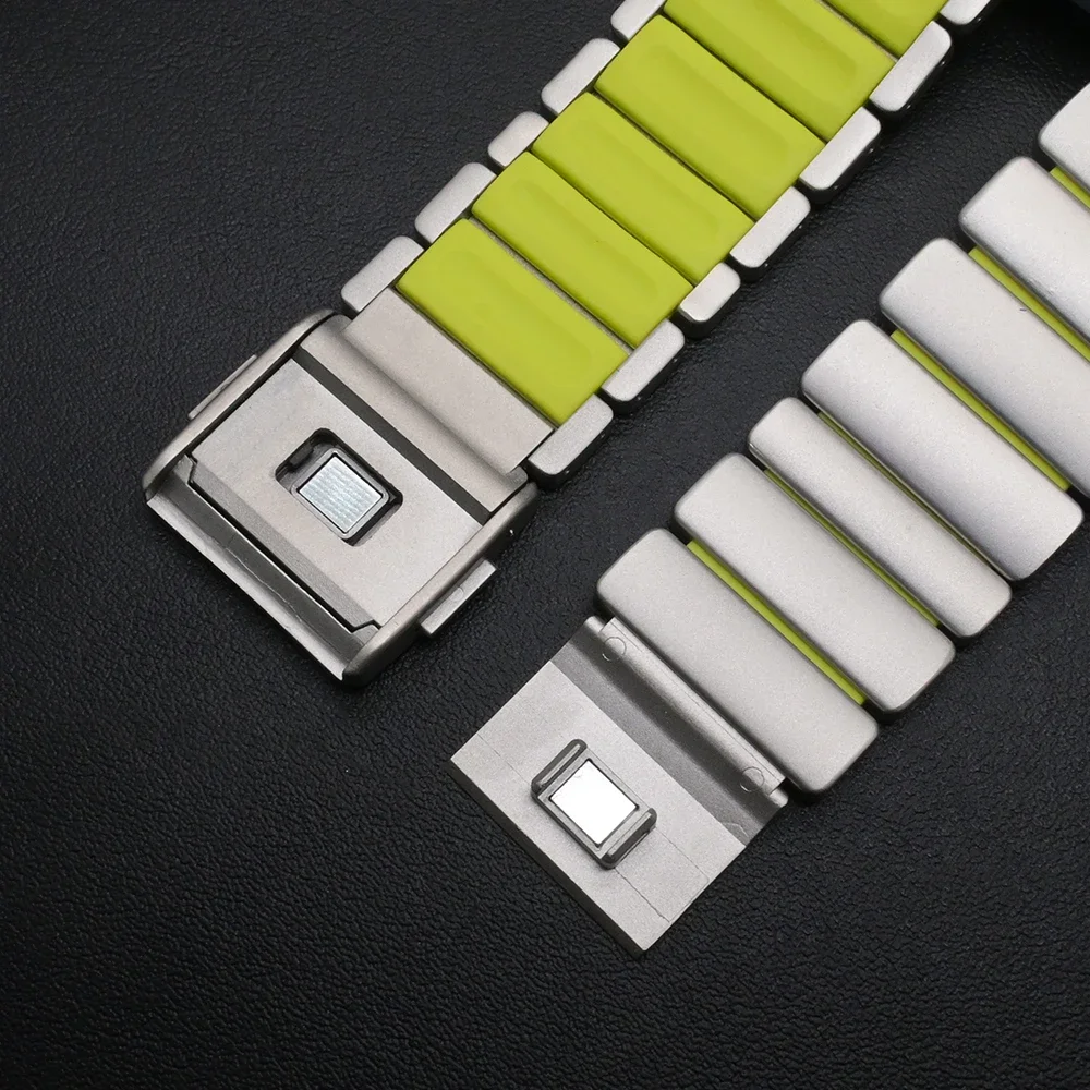 الفولاذ المقاوم للصدأ + شريط مطاطي لساعة أبل الترا 3 2 49 مللي متر سلسلة 11 10 46 مللي متر حزام المعصم الرجالي ل Iwatch 9 8 7 6 5 SE 3 45 مللي متر 44 مللي متر